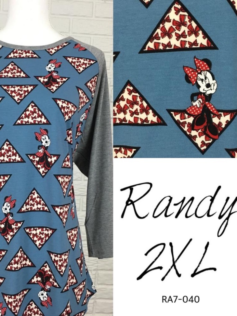 LuLaRoe Disney Randy Top - Minnie Mouse
